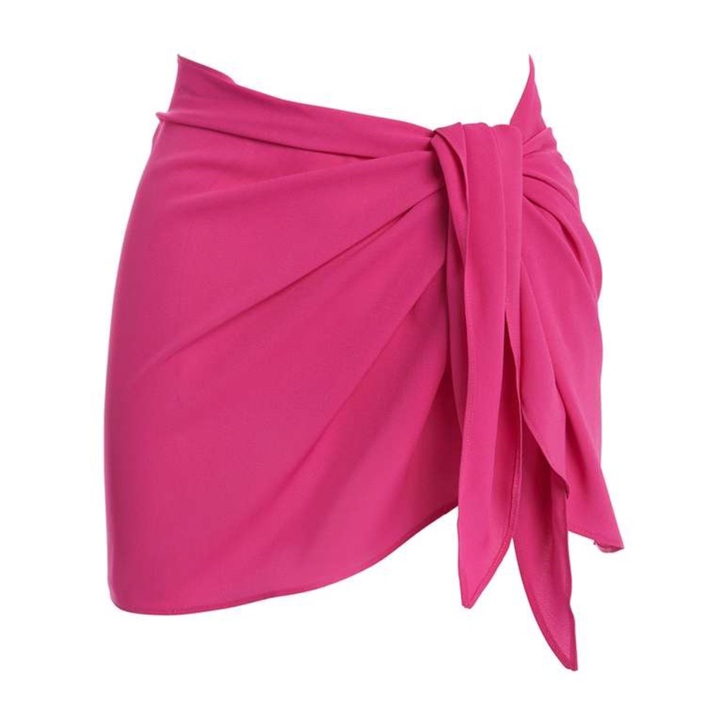Naked Wardrobe A Little Wrapped Up Mini Skirt in Fuchsia